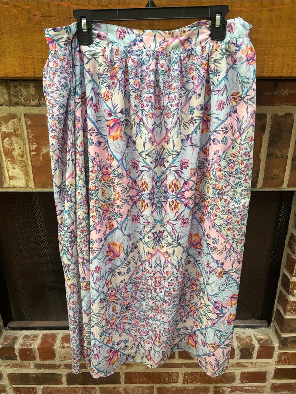 Steve Madden Pastel Floral Midi Skirt - Pink, Blue, Cream